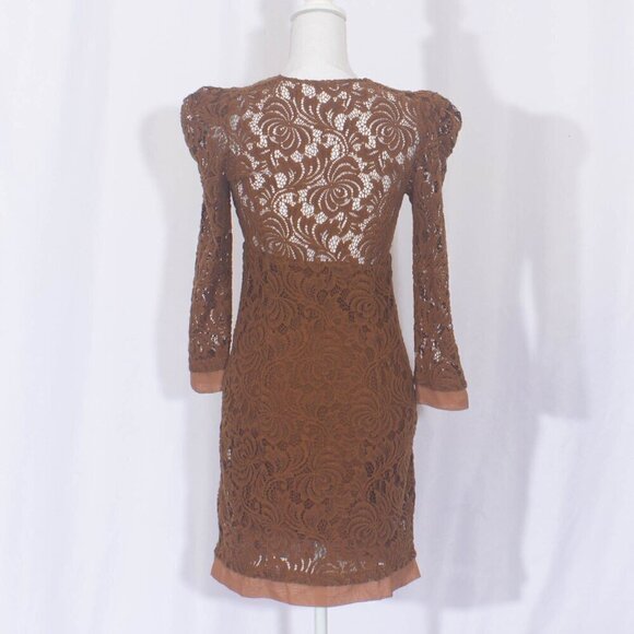 FREE PEOPLE Puff Sleeve Lace Dress Size S - Picture 5 of 9